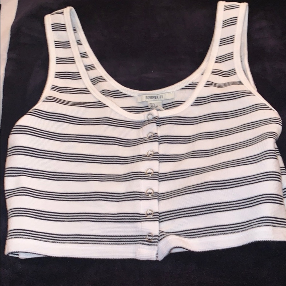 White stripped bottom crop tank